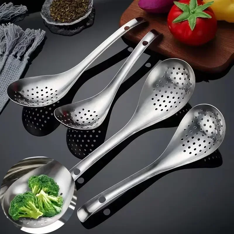 Edelstahl Sieb Löffel Küche Sieb Löffel Löffel Filter Sieb Lebensmittel ScoopPerforated Skimmer Sieb Gebratener Filter Image