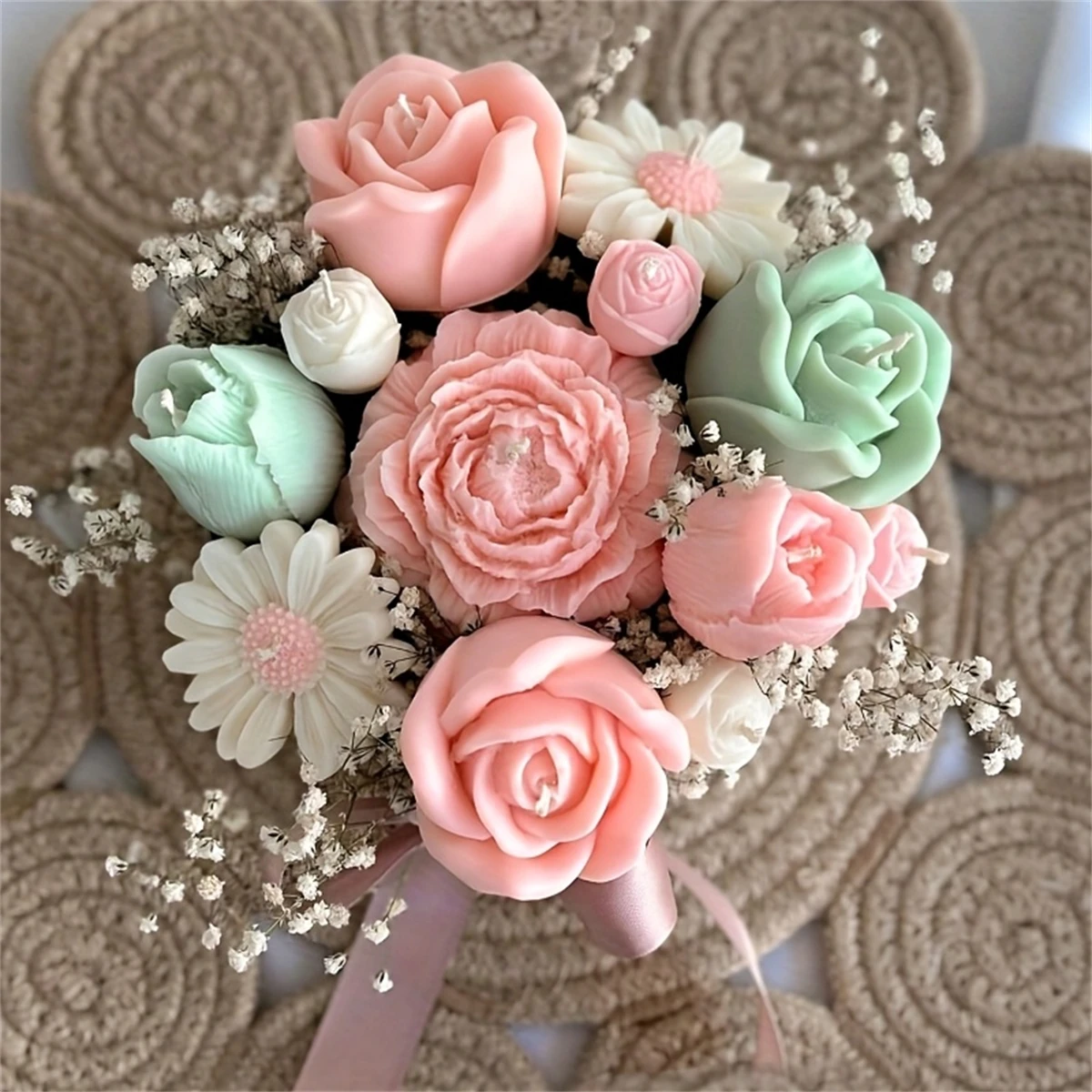 5pc Pfingstrose Rose Blume Kerze Silikon Form Set Tulpe Knospe DIY Seife Ton Harz Kerze Form für Home Decor geschenk Floral Design Form Image