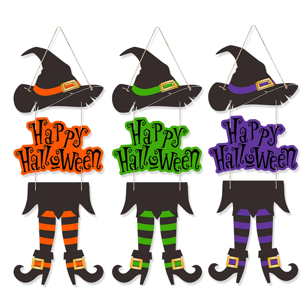 Runtowo 1 Stück Happy Halloween Papiertür zum Aufhängen, Halloween-Hexe-Dekoration, Anhänger, Halloween-Party-Dekorationen Image