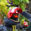 Rubber Duck Black Fahrraddekorationen, Auto-Armaturenbrett-Ornamente mit Propeller, Helm, Brille und Goldkette, Fahrradzubehör