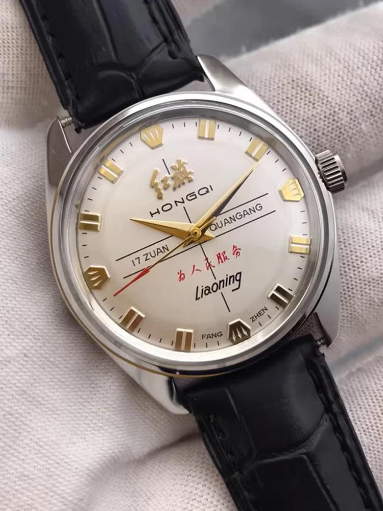 Vintage Hongqi Uhren Männer 36mm Handaufzug Mechanische Armbanduhren Retro Chinesische Antike Handaufzug Uhren Liaoning Hommage