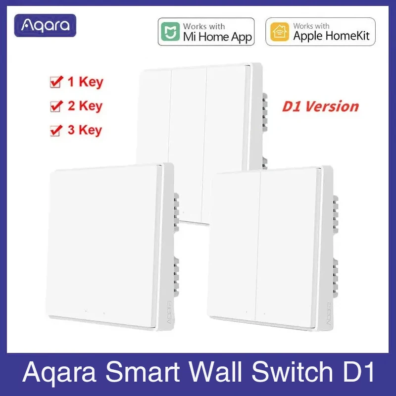 Aqara Smart Wand Schalter D1 ZigBee Licht Schalter Taste Smart Home Fernbedienung Feuer Draht Mit/KEINE Neutral Für mi Hause Homekit Image