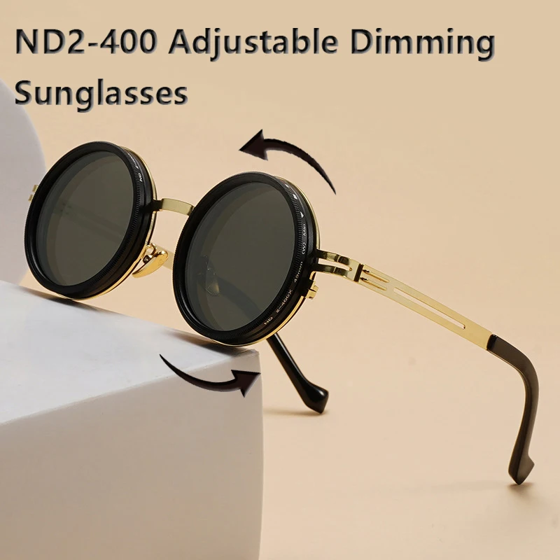 Radfahren Neue Marke Einstellbare 1-9 Sonnenbrille Punk Polarisierte Sonnenbrille Männer Frauen Runde ND Filter Linsen Angeln Brillen Image