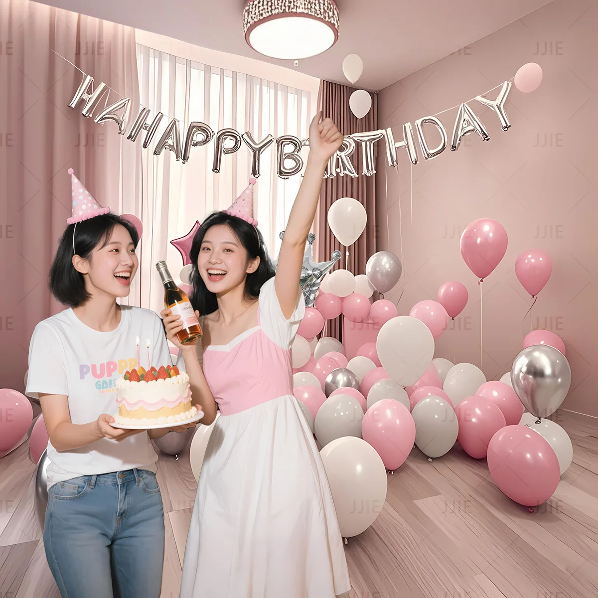 Happy Birthday Ballon-Set – Party-Dekor-Set mit Girlande, Folienballons und Hintergrund für die Feier von Erwachsenen Image