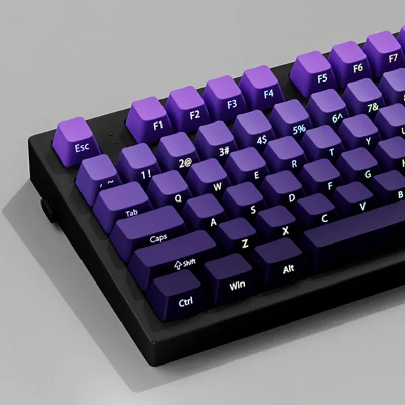 Neue OEM-Profilseite bedruckte RGB-Tastenkappe mit Hintergrundbeleuchtung, 135-Tasten-Farbverlauf, lila Double Shot-PBT-Tastenkappen für Gateron MX Switches-Tastatur Image