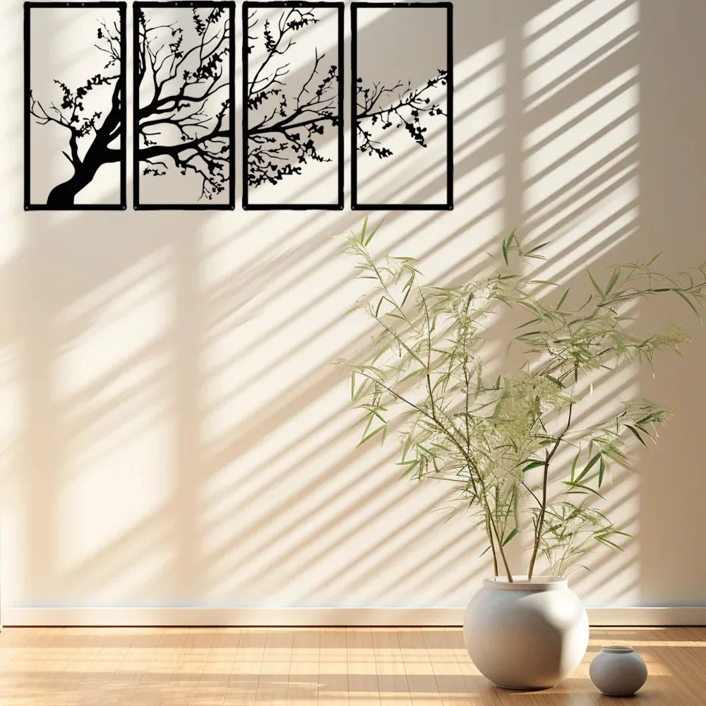 4-teilige Metallbaum Wand kunst Set Baum des Lebens elegante Metall Wandbehang Dekor Metall Wand dekoration Wand dekoration Metall Wandbehang