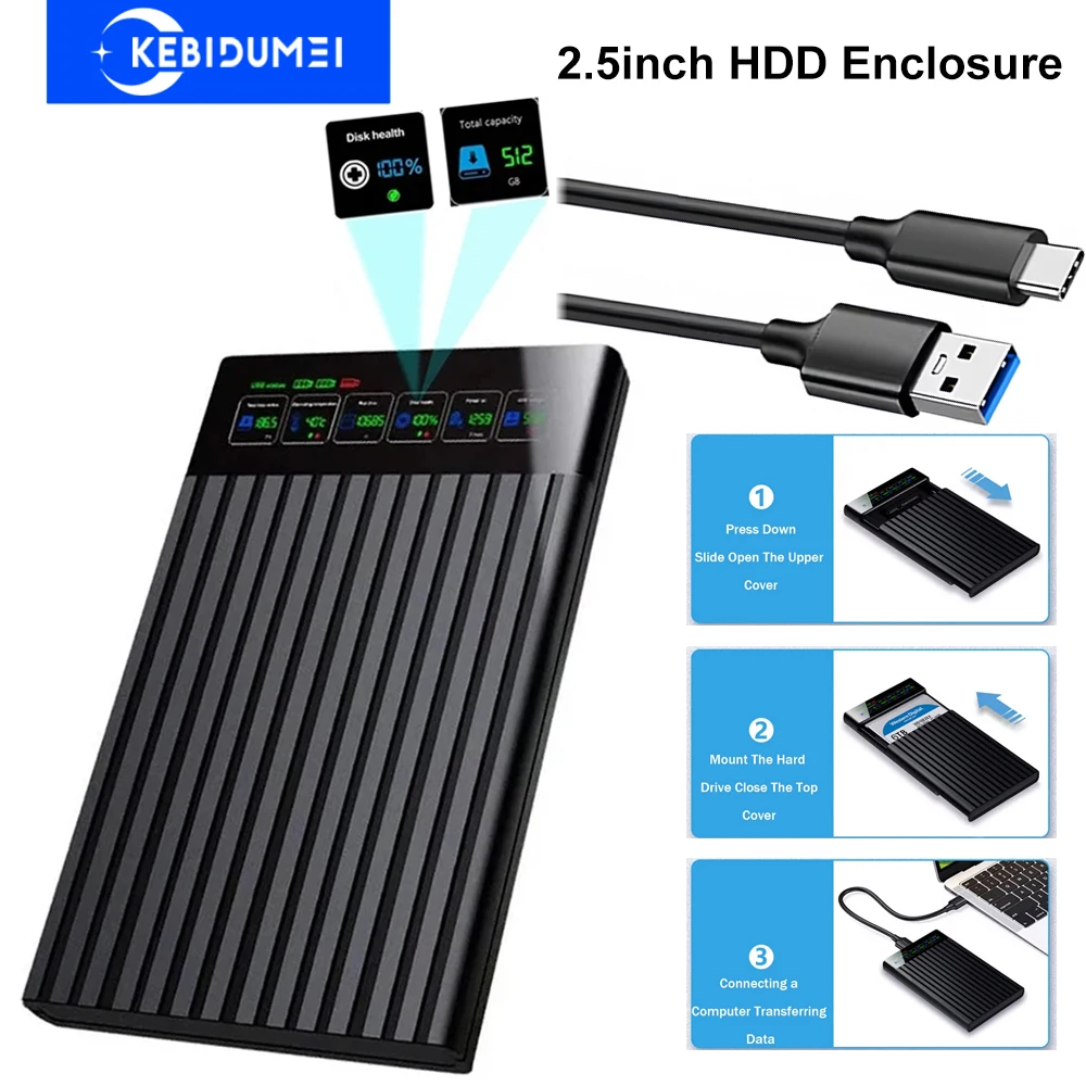 2,5 Zoll HHD-Gehäuse 2,5 Zoll SATA auf USB3.1 HDD-Gehäuse 6 Gbit/s Max. Externes SATA-HDD-Gehäuse Festplattenbox-Adapter für PC Image