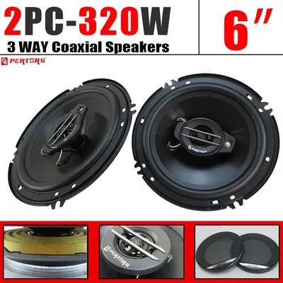 2pcs 6 Inch 320W 3 Way Universal Car Coaxial Car Music Stereo Full Range Hi-Fi for Car Truck Door Speakers Surround Sound System