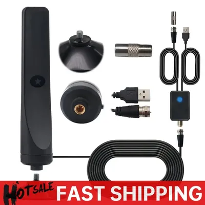 TV Digital Antenna with Signal Booster Portable Antenna Support 4K 1080P High Gain Aerial 50 Miles Range for Smart Digital TV