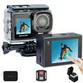 Action Camera 4K 40M Telecamera subacquea impermeabile per lo snorkeling, telecamera WiFi EIS 170 ° Fotocamera grandangolare a doppio schermo per Vlog