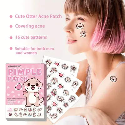 HITWORKER Acne Sticker - 48/80pcs, Hypoallergenic, Waterproof, Alcohol Free Acne Sticker with Cute Dog and Heart Shaped Design