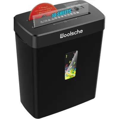 Woolsche Paper Shredder 10Sheet Cross Cut with 3.43Gallon Basket P4 Security Level 3Mode Design Shreds CD and Credit Card Durab