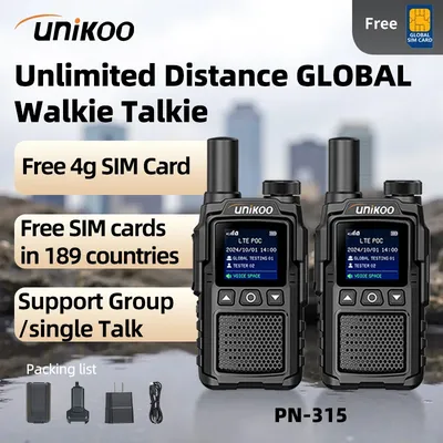 Unikoo PN325 Network Walkie Talkie Unlimited Distance Global POC Wireless Remote Free 4G SIM Card Walkie Talkie