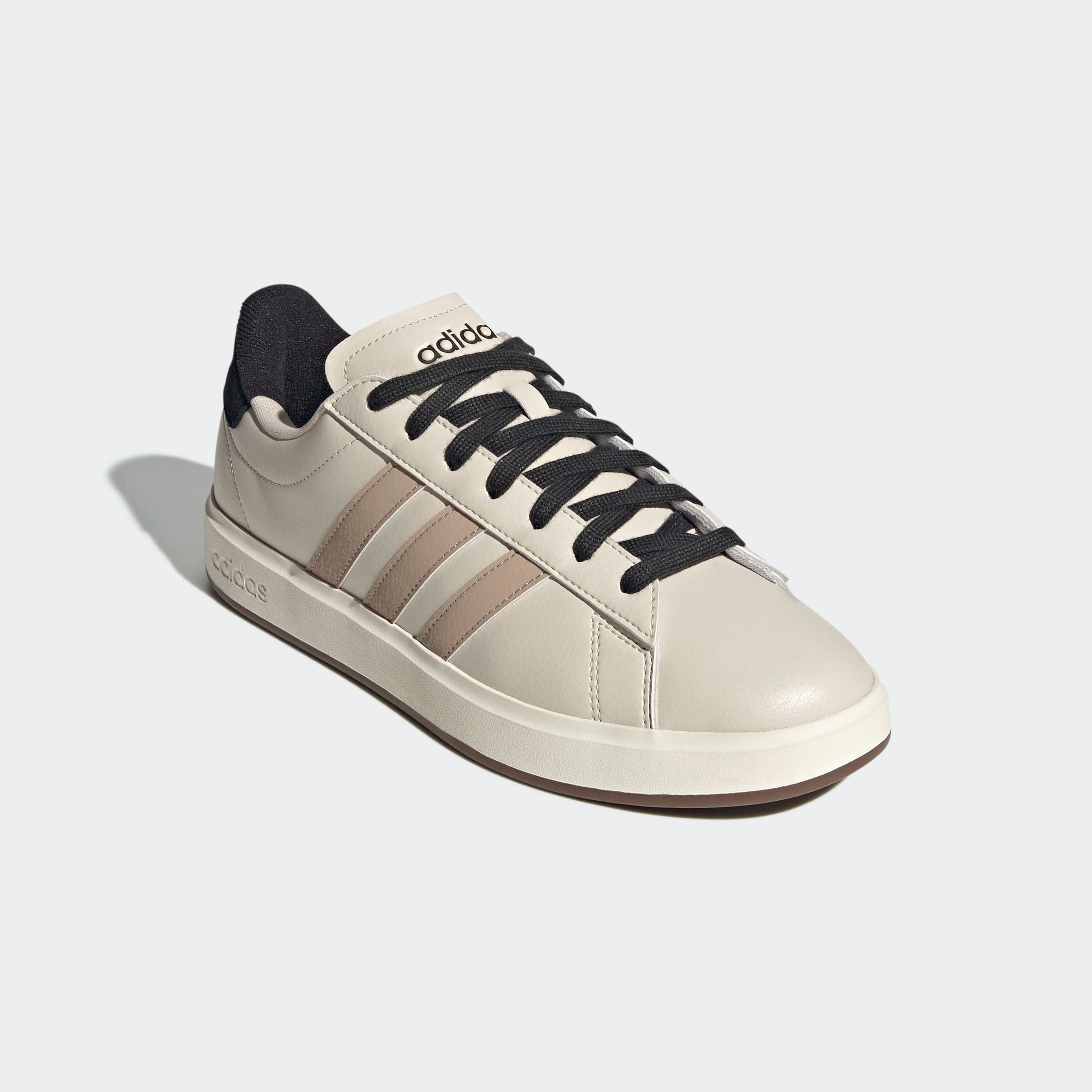 Sneaker ADIDAS SPORTSWEAR "GRAND COURT 2.0", Herren, Gr. 44,5, schwarz (aluminium, blanch cargo, core schwarz), Leder, Synthetik, Schuhe Sneaker, Design auf den Spuren des adidas Superstar