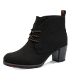 Schnürstiefelette MARCO TOZZI, Damen, Gr. 36, schwarz, Textil, Lederimitat, Veloursleder, unifarben, klassisch, Schuhe, Blockabsatz, Ankleboots, Schnürboots mit Ziernähten