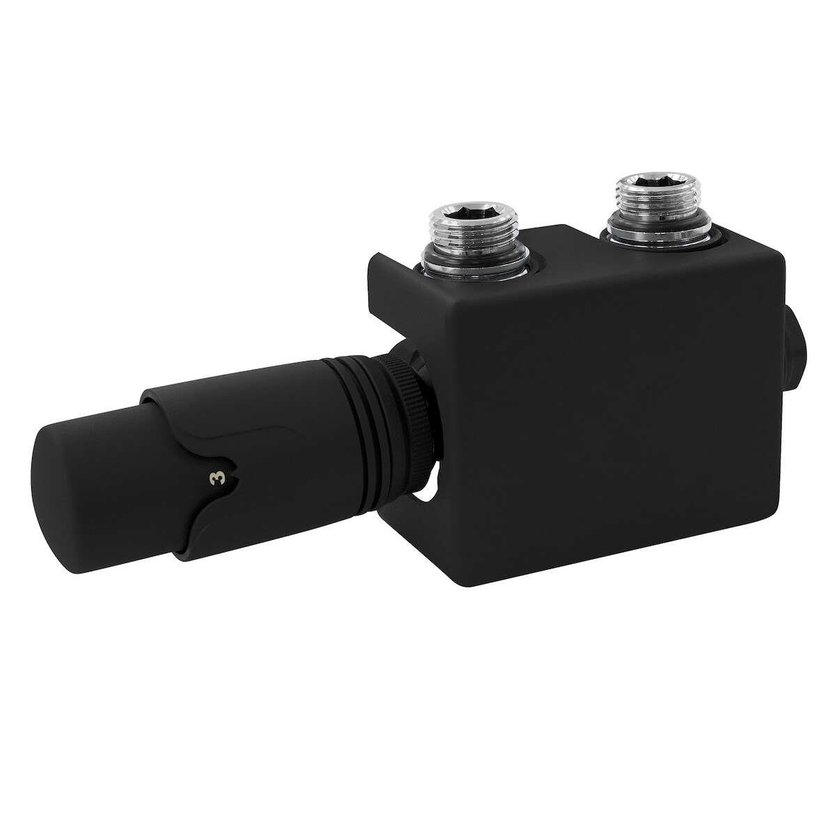 LuxeBath Ventil-Armaturen Set Multiblock Schwarz, Universal Eck- & Durchgangsform inkl. Thermostatkopf, Anschlussgarnitur für Badheizkörper Image