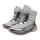 Leather Boots Women's Half Height Ankle Boots Women's with Heel Leather Slip On Boots Pointed High Heels Block Heel Half Boots PU Leather Chelsea Boots Festive Elegant Evening Shoes, gray, 8.5 UK