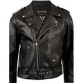 Skintan Mens Black Real 100% Genuine Leather Brando Motorcycle Biker Classic Motorbike Jacket S - 38