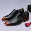 Lässige Business-formelle Lederschuhe für Herren, Oxford-Rindsleder, glänzendes Lackleder, britischer Stil, Schnürschuhe, große Größe 46,