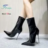 13CM Super High Heel Kurze Stiefel Für Frauen Schwarz Spitz Seite Zipper Sexy Herbst Schuhe Große Größe 34-46 Leder Weibliche Stiefel