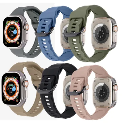 Silikonarmband für Apple Watch Ultra 2 49 mm 10 9 8 7 45 mm 46 mm 42 mm 41 mm Wave Style Armband IWatch SE 6 5 4 3 44 mm 40 mm Gürtel Image