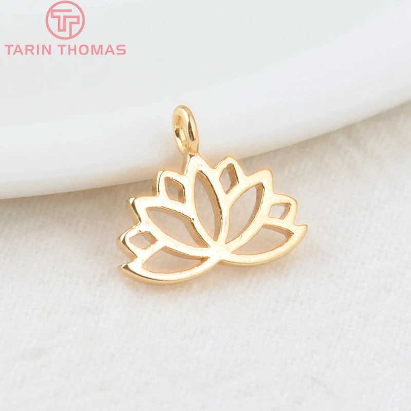 (783)10PCS 8x12,5MM 24K Gold Farbe Überzogene Lotus Blumen Anhänger Charms Hohe Qualität DIY Schmuck, der Entdeckungen Zubehör