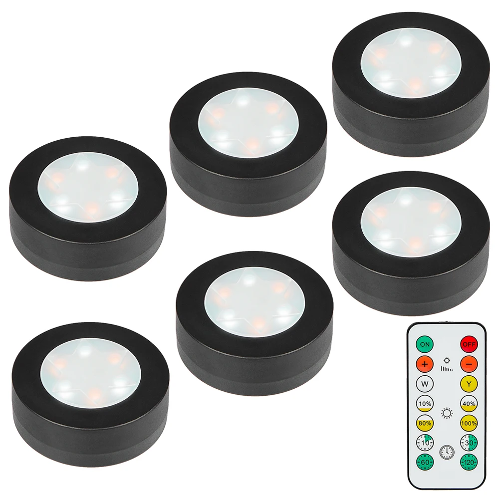 Runde LED-Schrankbeleuchtung CCT Unterbauleuchte Dimmbare Lampen Batteriebetrieben Nachtbeleuchtung Schlafzimmer Kleiderschrank Beleuchtung Fernbedienung