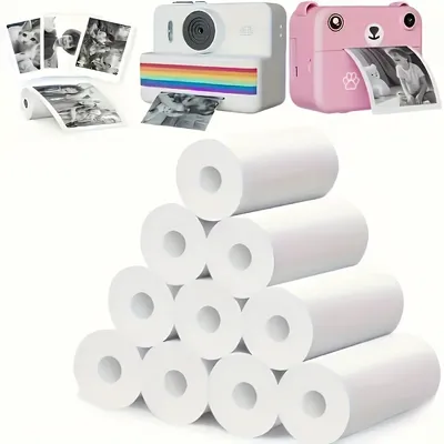 10 Sheets 65gsm Glossy Thermal Photo Paper - DIY Recyclable Refills for Instant Cameras & Pocket Printers, No Ink Needed