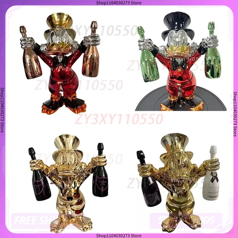 2025, neue galvanisierte Donald Duck Weinflasche, Fiberglas, kreative Dekoration, personalisiertes Indoor-Cartoon, individuelles Geschenk Image