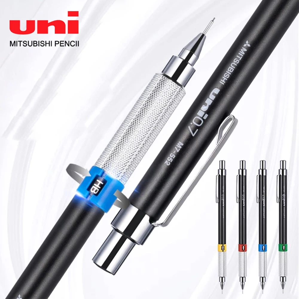 Japan UNI Druckbleistift M5-552 Metallgriff Zeichnungsaktivitätsbleistift 0,3/0,5/0,7/0,9 mm HB/2B Kunstbedarf mit niedrigem Schwerpunkt Image