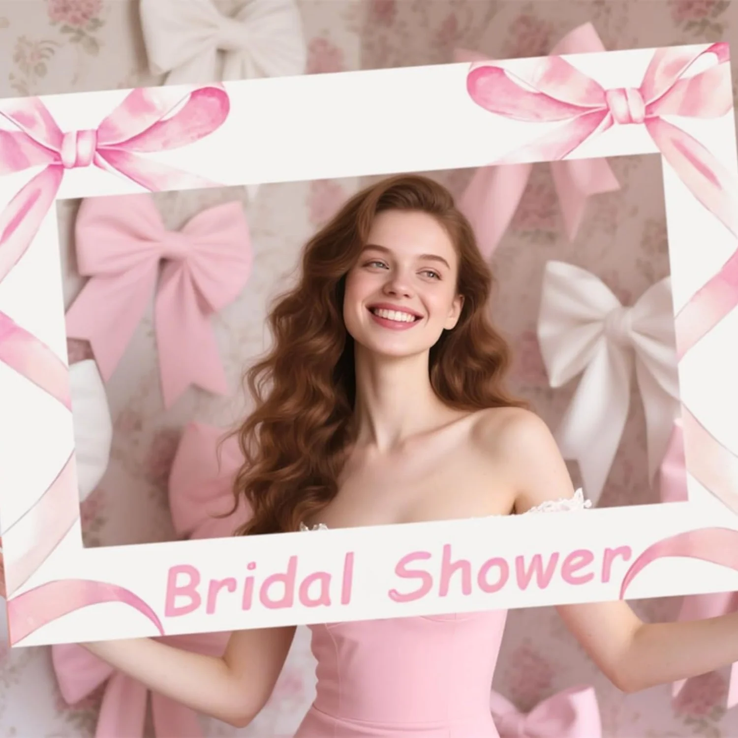 LaVenty Rosa Brautparty, Party, Fotokabine, Requisiten, Rahmen, Krawatte, Knoten, Dekor, rosa Schleife, Banner, Junggesellenabschied, Dekorationen Image