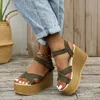 Mode Keils andalen für Frauen Sommer 2022 lässig rutsch feste Peep Toe Plateaus chuhe Gummis ohle Schnalle elegante Ferse Frau Sandale schuhe damen sandalen damen damen schuhe sommer plateau sandalen