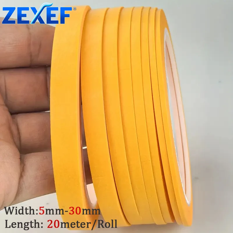 ZEXEF 5–30 mm gelbes Abdeckband, Klebeband, strukturiertes Papier, Autolack, Dekoration, nahtlos, Handriss, ohne Markierung zum Malen Image