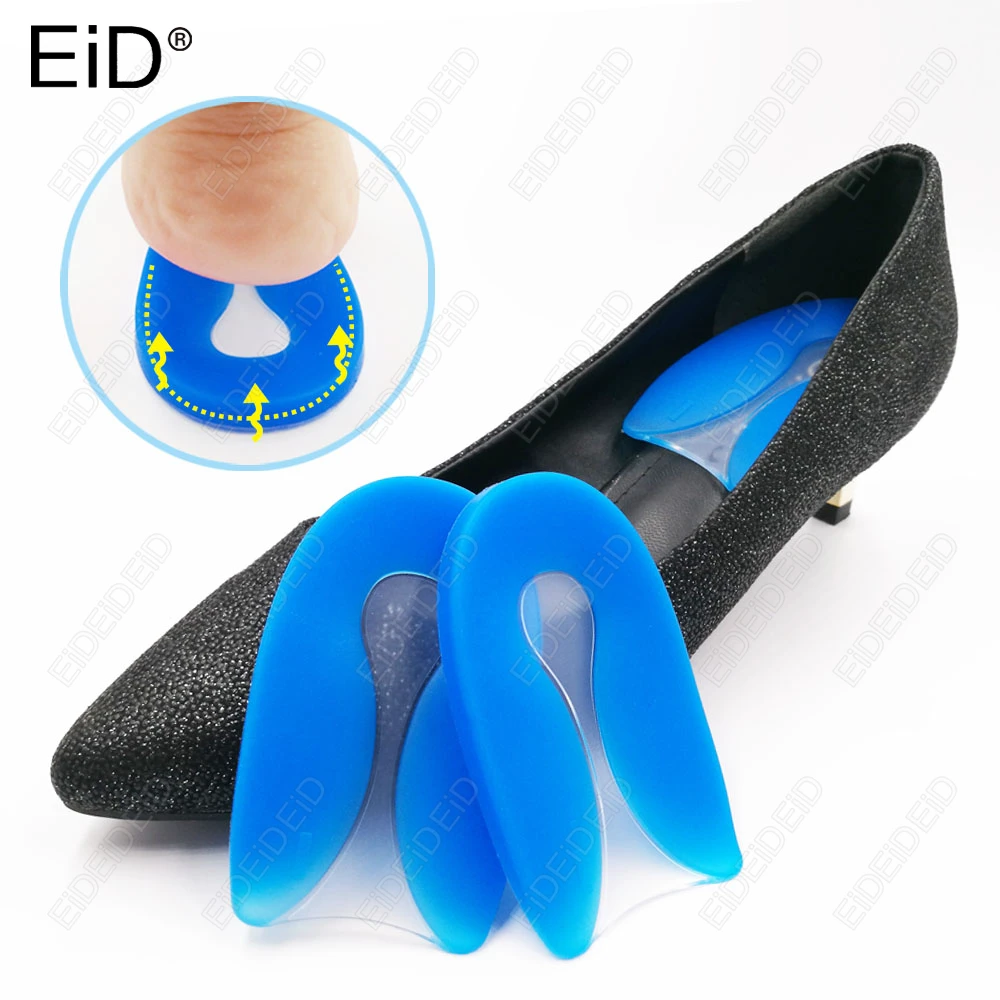 Weiche Silikon-Gel-Einlegesohlen für Fersensporn, Schmerzen, Fußpolster, Fußmassagegerät, Pflege, halbe Ferse, Einlegesohle, stoßdämpfende Einlegesohle, Unisex Image