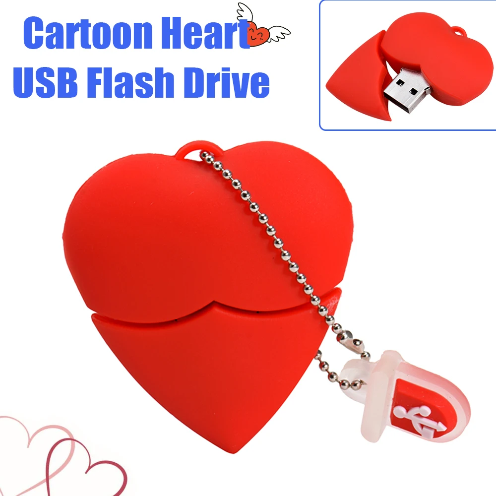 Love Heart Style USB 2.0 Flash Drive Pen Drive Schlüsselanhänger Memory Stick 64 GB 32 GB 16 GB Daumen USB Stick Love Anniversary Gift 8 GB Image
