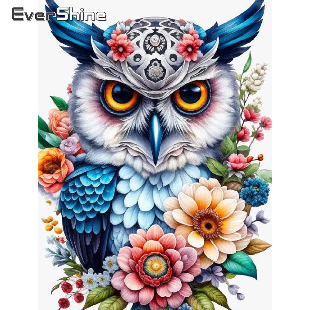 Ever shine Diamant Malerei Eule Tier volle quadratische runde Blume DIY Mosaik Bild von Strass Wand dekoration Image