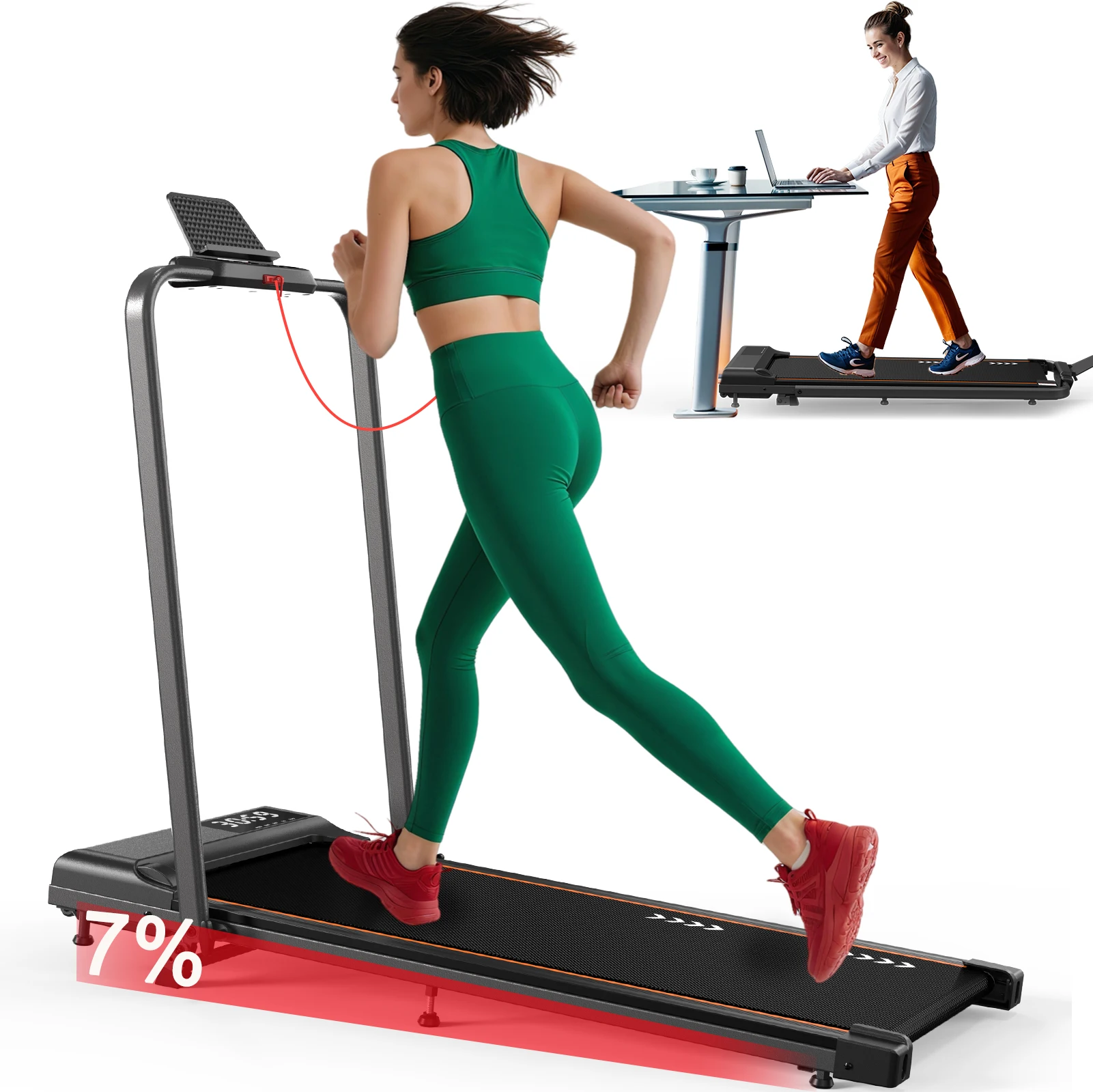 Mettlematic Laufband für Zuhause – Gehunterlage mit 2,25 PS, 1–6 km/h, 100 kg Tragkraft, Neigung, 7-lagige Oberfläche, keine Installation Image