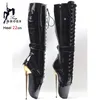 2025 neue stil Lace-up Ballett Stiefel Gothic stiletto ferse Schuhe sexy Fetisch Club tragen Frauen 22 CM Metall feine Ferse Mid-kalb Stiefel