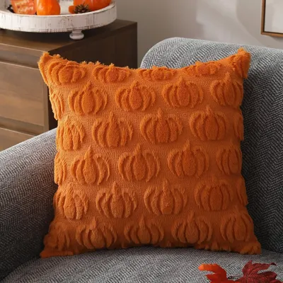 Herbst dekoration Herbst Wurf kissen bezüge 18x18 orange Kürbis Herbst Kissen bezug Ernte Thanksgiving Bauernhaus Kissen bezug Image