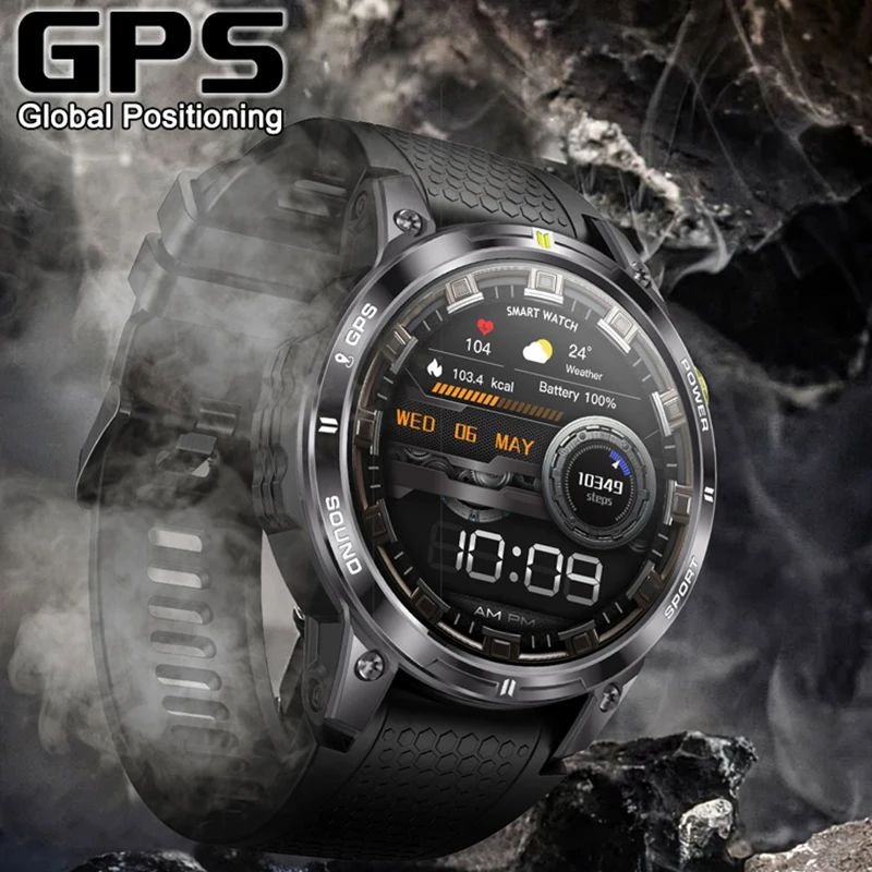 2025New Military Outdoor Professionelle GPS Smart Uhren Männer 1,5 "HD Bildschirm Wasserdichte Armband BT Anruf Smartwatch Für Android IOS Image