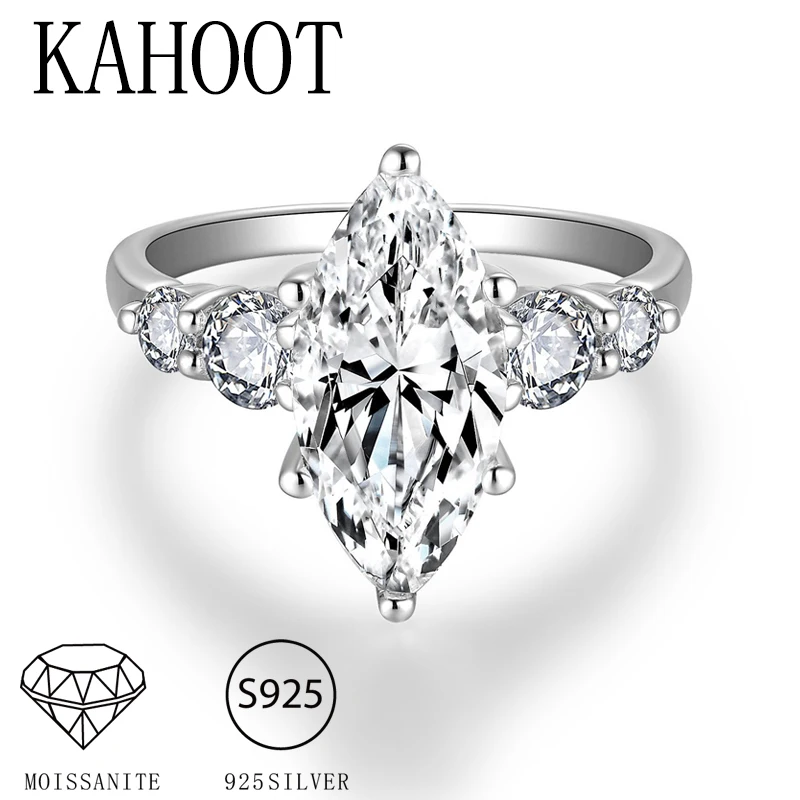 Un anello in argento 925 da 3 carati con moissanite a forma speciale, anello nuziale classico alla moda per uomo e donna