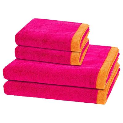 Cawö Lifestyle Splash 4-teilig Handtuch-Set Pink / mandarine Image