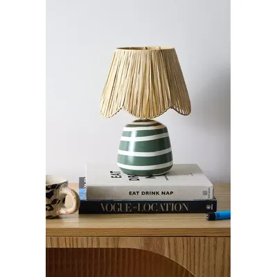 Bobbi Stripe Table Lamp - Green 22cm x 22cm x 30cm at Urban Outfitters