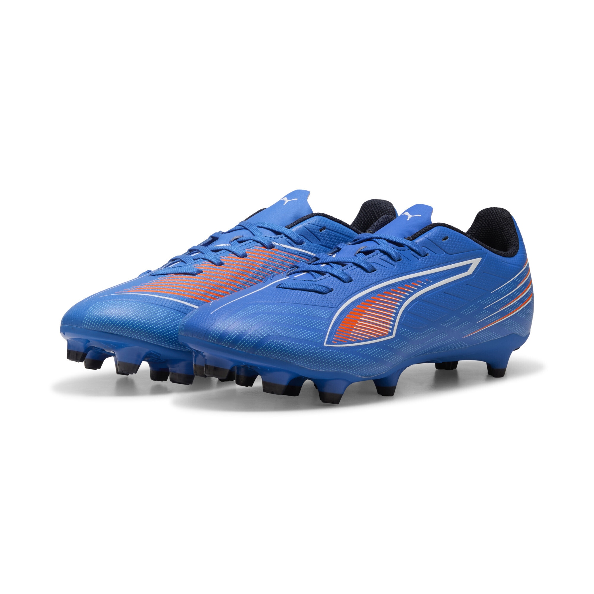 Fußballschuh PUMA "ULTRA 6 PLAY FG/AG Fußballschuhe Damen", Damen, Gr. 42.5, weiß (ultra blau weiß glowing rot), Obermaterial: Textil, Synthetik; Futter: Textil; Innensohle: Textil; Laufsohle: Synthetik, Schuhe Fußballschuh