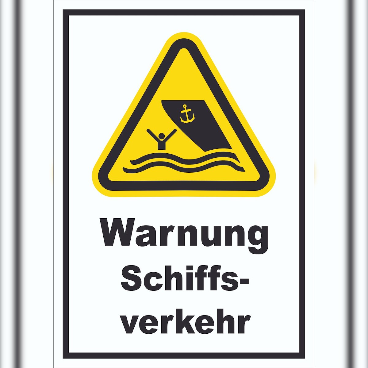 HB-Druck Schild Warnung Schiffsverkehr A6 Rückseite selbstklebend Image