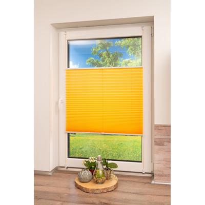 Plissee K-HOME "Klemmfix Pisa" Gr. 2, gelb, B:50cm H:130cm, Obermaterial: 100% Polyester, Plissees, Crushed-Optik Image