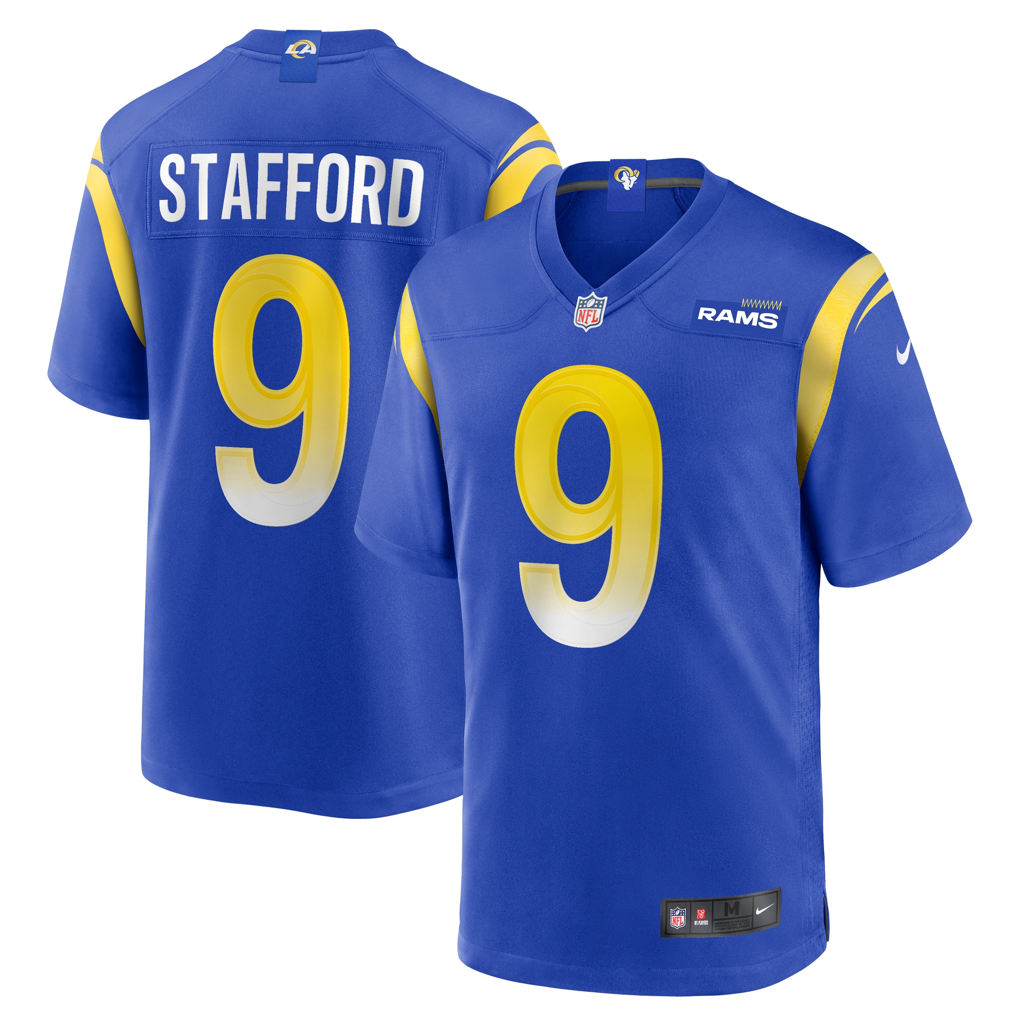 Footballtrikot NIKE "Nike Trikot Los Angeles Rams NFL Home Game Jersey Stafford 9", Herren, Gr. L, blau, 100% Polyester, Trikots