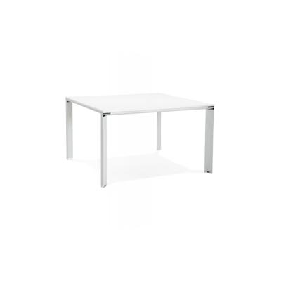 Quadratischer Besprechungstisch Holz Metall | Schreibtischbank für Moderne Büros | Modularer Konferenztisch mit Weißer Melaminplatte | Kadima Design Image