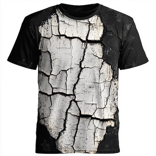 Herren Optische Täuschung 3D T Shirt Kurzarm T-Shirt 3D-Druck Rundhalsausschnitt Hemd Übertrieben Designer Party Straße Lässig Schwarz / Weiß Rote Sommer Frühling Ganzjahres Bekleidung S M L XL XXL Image