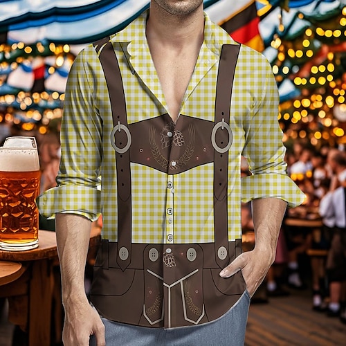 Hawaii-Hemden Aloha-Hemd Bayerisch München Deutsch Lässig Bayerisch Grafik für Herren Erwachsene 3D-Druck für Karneval Oktoberfestbier Urlaub Party Image